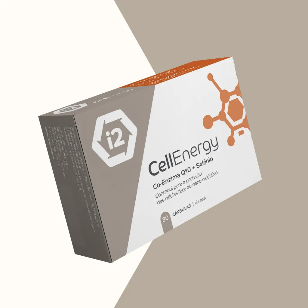 Caixa CellEnergy : Suplemento à base de CoEnzima Q10 patenteada + Selénio. Contribui para a proteção das células contra o dano oxidativo e ao funcionamento normal do sistema imunitário.